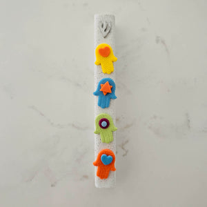 Hamsa Mezuzah Case, Baby Mezuzah, Children Mezuzah, Jewish Brit Milah Gift, Handmade, Judaica.