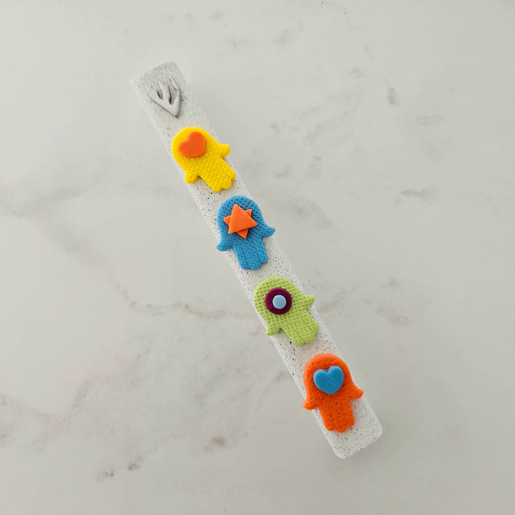 Hamsa Mezuzah Case, Baby Mezuzah, Children Mezuzah, Jewish Brit Milah Gift, Handmade, Judaica.