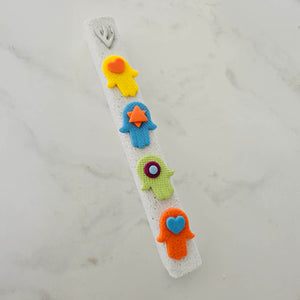 Hamsa Mezuzah Case, Baby Mezuzah, Children Mezuzah, Jewish Brit Milah Gift, Handmade, Judaica.