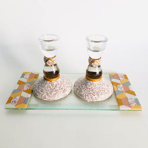 Shabbat Candlestick Holder & Matchbox, Handmade, Judaica, Personalized, Shabbat Candle holders, Gold