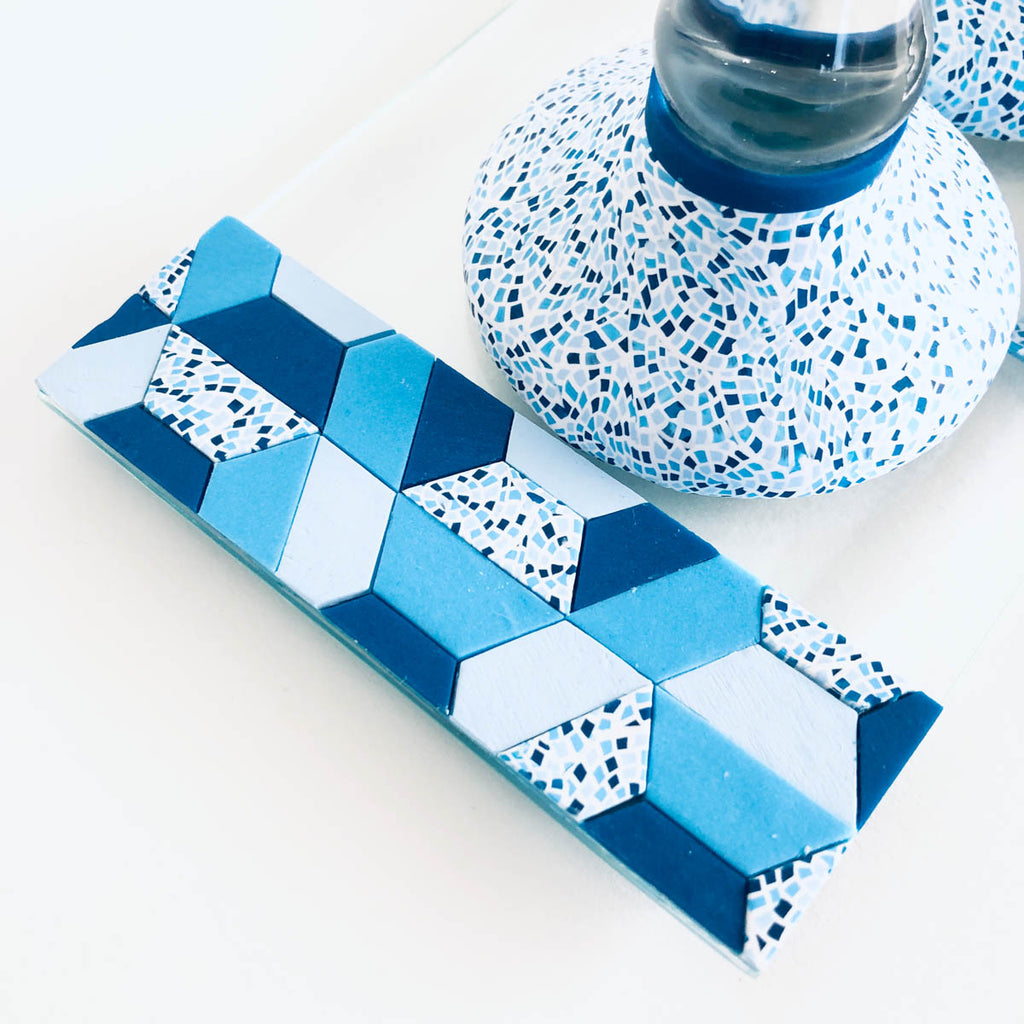 Shabbat Candlestick Holder & Matchbox, Handmade, Judaica, Personalized, Shabbat Candle holders, Blue