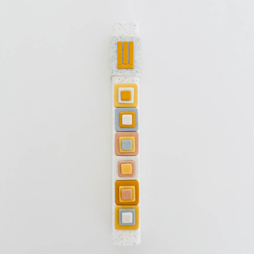 Modern Mezuzah case, 12 Tribes, Gold, Handmade, Judaica Gift, Housewarming Gift, Jewish Wedding Gift, New Home Gift, Polymer clay