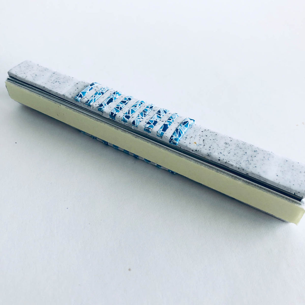 Modern mosaic stripes Mezuzah case, Blue, Handmade, Judaica Gift, Bar Mitzvah Gif, Jewish Wedding Gift, New Home Gift, Polymer clay