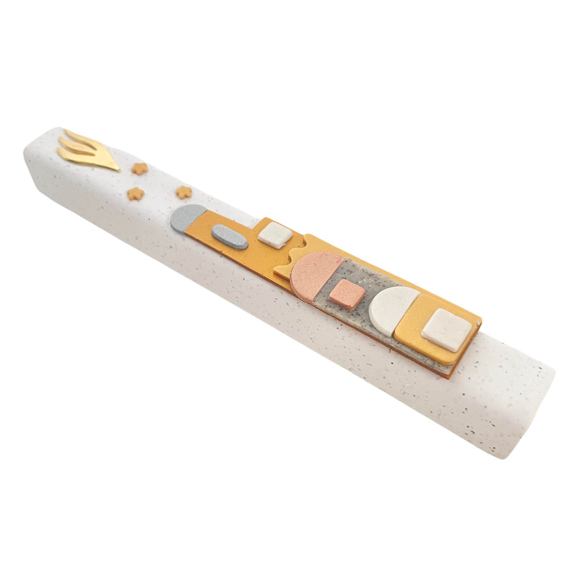Modern Mezuzah case, Jerusalem skyline Gold, Handmade, Judaica Gift, Bar Mitzvah Gif, Jewish Wedding Gift, New Home Gift, Polymer clay