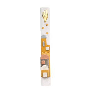 Modern Mezuzah case, Jerusalem skyline Gold, Handmade, Judaica Gift, Bar Mitzvah Gif, Jewish Wedding Gift, New Home Gift, Polymer clay